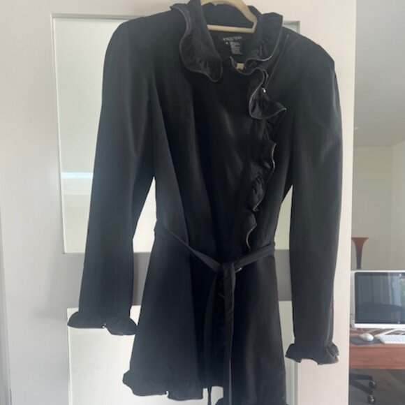 Ectetera Light Weight Black Coat with Ruffles, Size 6 - Picture 2 of 8